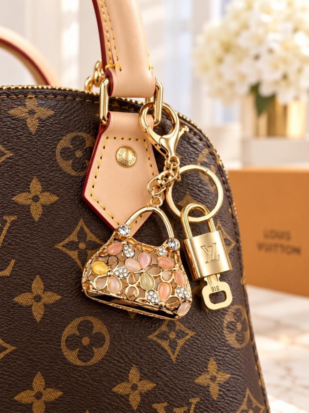 Louis Vuitton Authentic Gold Padlock 🔑 Key + Unbranded Bag Stylish Charm